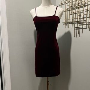 Chic Wine Spaghetti Strap Mini Dress